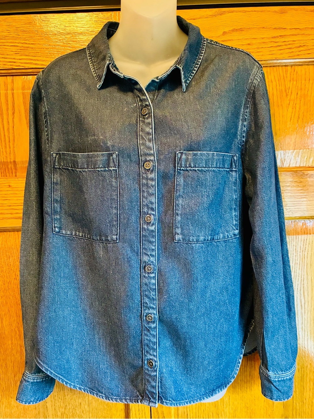 cloth & stone Denim Button-Down Shirt in Blue